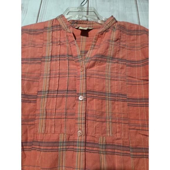 Woolrich Womens Coral Plaid Button Down Short Sleeve Shirt Size M Outdoors - Picture 4 of 7